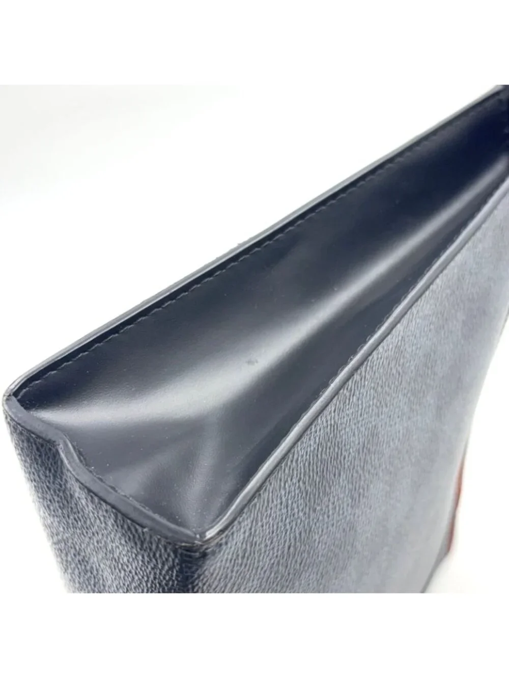 Louis Vuitton Pochette Voyage MM Damier Cobalt Leather Orange Navy Black Clutch